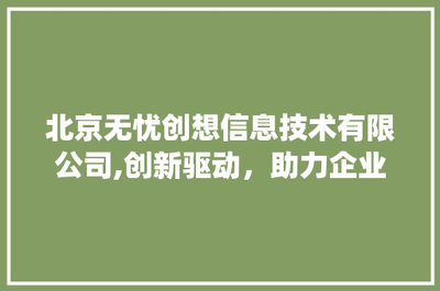 北京無憂創想信息技術 以創新為引擎，賦能企業數字化轉型
